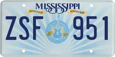 MS license plate ZSF951
