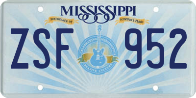 MS license plate ZSF952