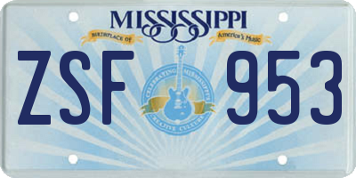 MS license plate ZSF953