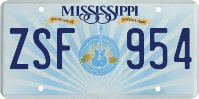 MS license plate ZSF954