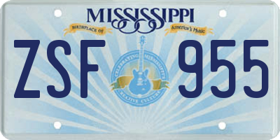 MS license plate ZSF955