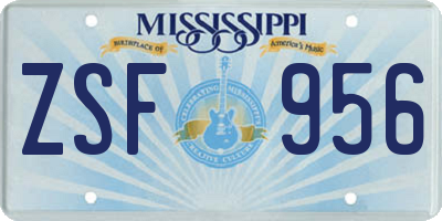 MS license plate ZSF956