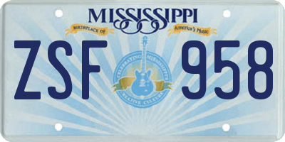MS license plate ZSF958