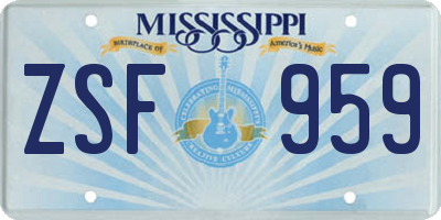 MS license plate ZSF959