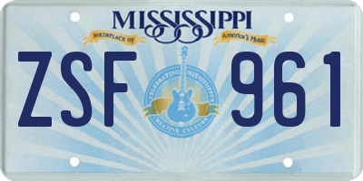MS license plate ZSF961