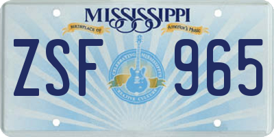 MS license plate ZSF965