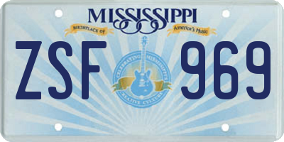 MS license plate ZSF969