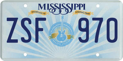 MS license plate ZSF970