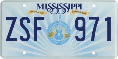 MS license plate ZSF971