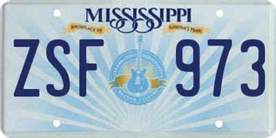 MS license plate ZSF973