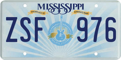 MS license plate ZSF976