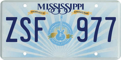 MS license plate ZSF977