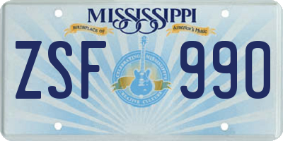 MS license plate ZSF990