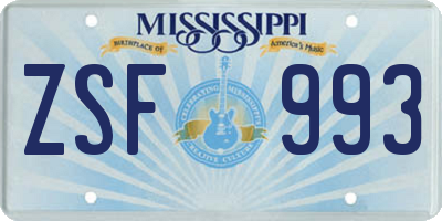MS license plate ZSF993