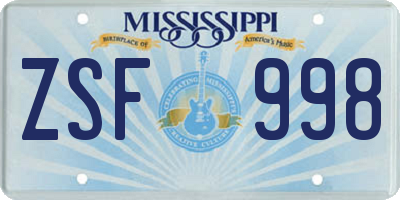 MS license plate ZSF998