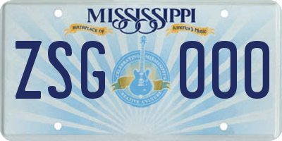 MS license plate ZSG000