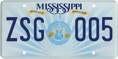 MS license plate ZSG005