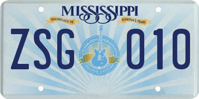 MS license plate ZSG010
