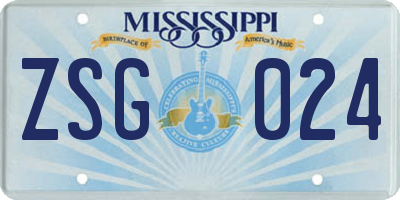 MS license plate ZSG024