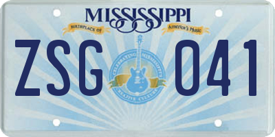 MS license plate ZSG041