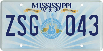MS license plate ZSG043