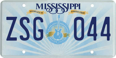 MS license plate ZSG044