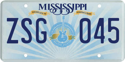 MS license plate ZSG045