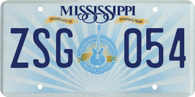 MS license plate ZSG054