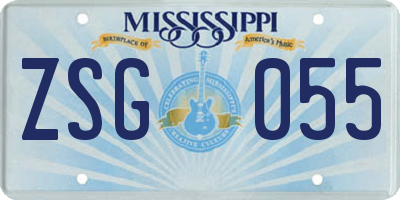 MS license plate ZSG055