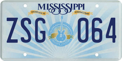 MS license plate ZSG064