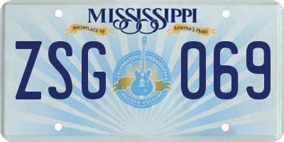 MS license plate ZSG069