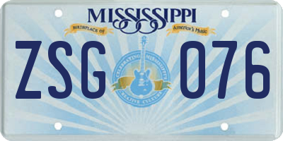 MS license plate ZSG076