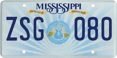 MS license plate ZSG080