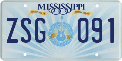 MS license plate ZSG091