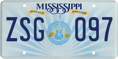 MS license plate ZSG097