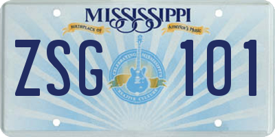 MS license plate ZSG101