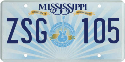 MS license plate ZSG105