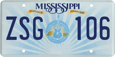 MS license plate ZSG106