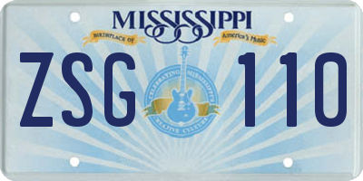 MS license plate ZSG110