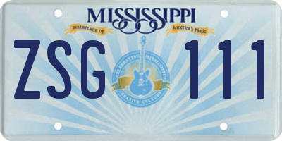 MS license plate ZSG111