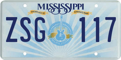 MS license plate ZSG117