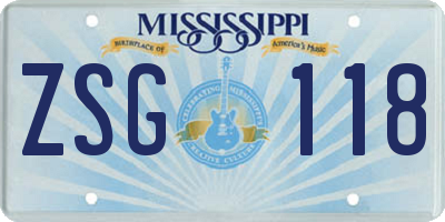 MS license plate ZSG118