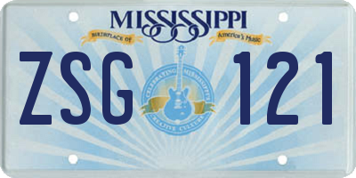 MS license plate ZSG121