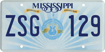 MS license plate ZSG129