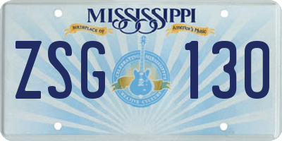 MS license plate ZSG130