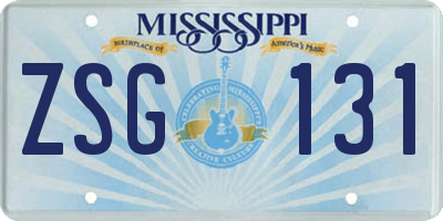 MS license plate ZSG131