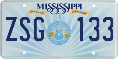 MS license plate ZSG133