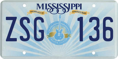 MS license plate ZSG136