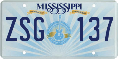 MS license plate ZSG137