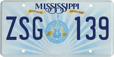 MS license plate ZSG139